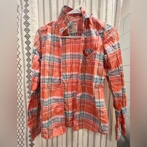 American Eagle Outfitters Orange plaid western shirt